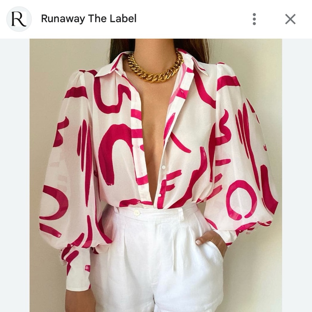 Runaway The Label Pink Abstract Button Down Shirt